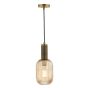 Sawyer Pendant Natural Brass and Champagne Ribbed Glass