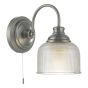 Tack Wall Light Industrial Nickel and Textured Glass