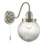 Tamara Wall Light Satin Nickel Ribbed Glass