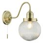 Tamara Wall Light Antique Brass Ribbed Glass
