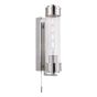 Tommaso Bathroom Wall Light Polished Nickel and Ribbed Glass IP44