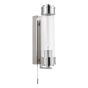 Tommaso Bathroom Wall Light Polished Nickel and Ribbed Glass IP44