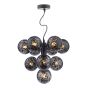 Vine 10 Light Pendant Satin Black With Black Confetti Glass