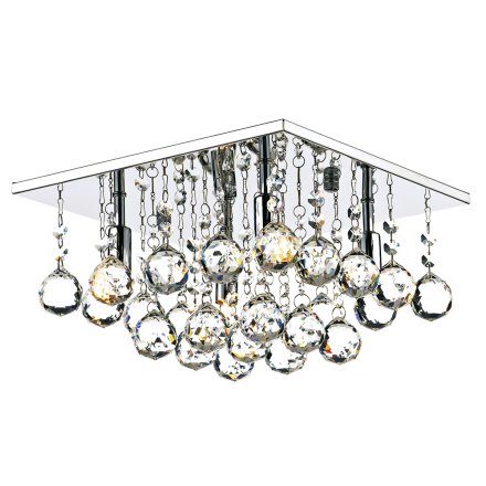 Abacus 4 Light Flush Crystal and Polished Chrome