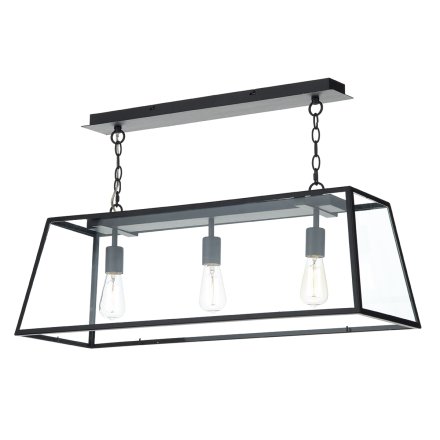 Academy 3 Light Bar Pendant Matt Black and Glass