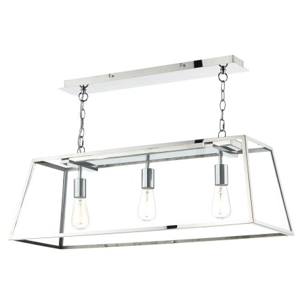 Academy 3 Light Bar Pendant Polished Stainless Steel and Glass