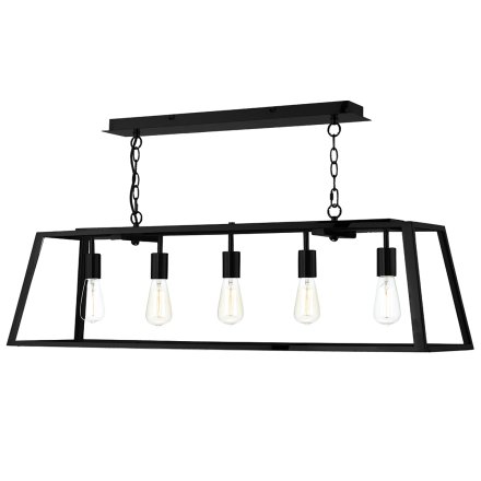 Academy 5 Light Bar Pendant Matt Black and Glass