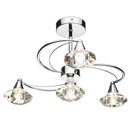 Luther 4 Light Semi-Flush Polished Chrome and Crystal