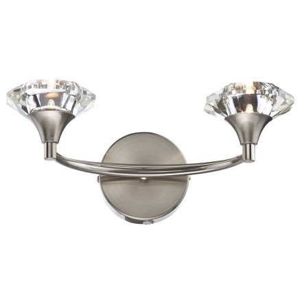 Luther 2 Light Wall Light Satin Chrome Crystal 