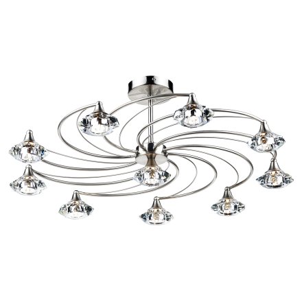 Luther 10 Light Semi Flush Satin Chrome Crystal