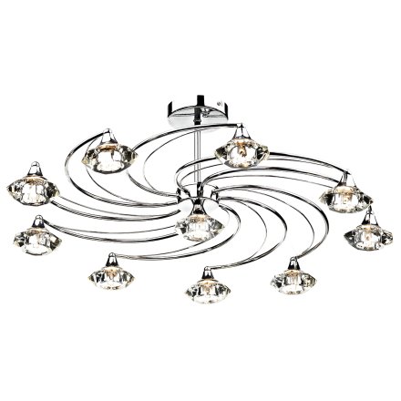 Luther 10 Light Semi Flush Polished Chrome Crystal