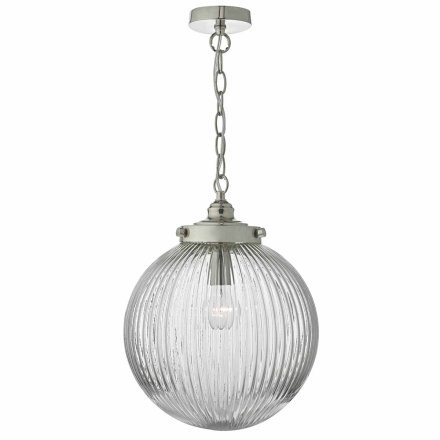 Tamara Pendant Satin Nickel & Ribbed Glass