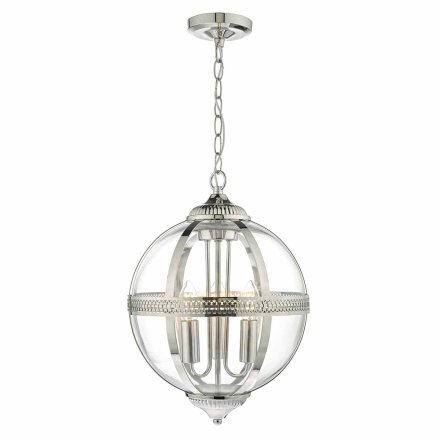 Vanessa 3 Light Lantern Polished Nickel and Glass
