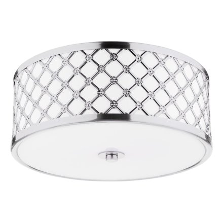 Civic Small 2 Light Flush Polished Chrome Frosted Glass