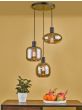 Aiden 3 Light Cluster Pendant Smoked Glass and Satin Black