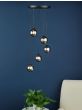 Federico 5 Light Cluster Pendant Matt Black With Smoked Glass