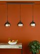 Lycia 3 Light Bar Pendant Matt Black and Smoked Ombre Glass