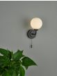 Alrik Bathroom Wall Light Matt Black and Opal Glass IP44