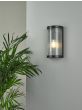 Anund Bathroom Wall Light Matt Black Ribbed Glass IP44