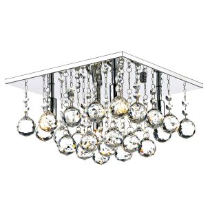 Abacus 4 Light Flush Crystal and Polished Chrome