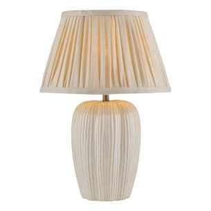 Abigail Table Lamp Cream Ceramic and Antique Brass With Linen Pleated Shade