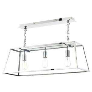 Academy 3 Light Bar Pendant Polished Stainless Steel and Glass