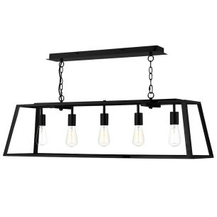 Academy 5 Light Bar Pendant Matt Black and Glass