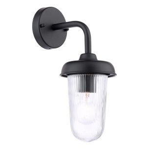 Acotas Outdoor Wall Light Matt Black and Ribbed Glass IP44