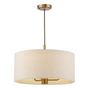 Aelin 3 Light Pendant Matt Bronze With Natural Linen Shade