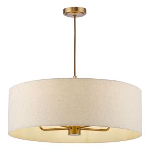 Aelin 5 Light Pendant Matt Bronze With Natural Linen Shade