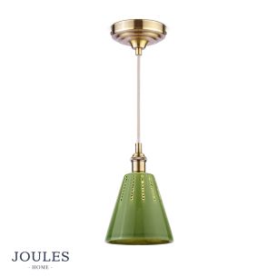 Joules Allington Pendant Green Ceramic and Matt Antique Brass