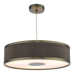 Alvaro 3 Light Pendant Antique Bronze and Brown With Shade