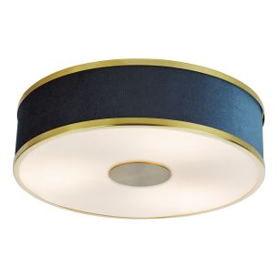 Alvaro 3 Light Flush Brushed Brass and Blue