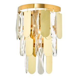 Amira 2 Light Wall Light Polished Gold Crystal 