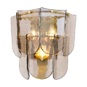 Anielle 3 Light Wall Light Natural Brass and Tea Smoked Glass