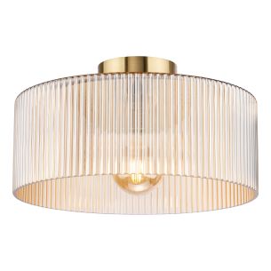 Arlo Flush Antique Bronze and Champagne Ribbed Glass