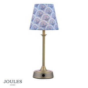 Joules Apsley Rechargeable Table Lamp Matt Antique Brass With Shade LED
