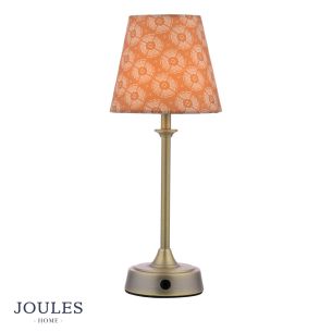 Joules Apsley Rechargeable Table Lamp Matt Antique Brass With Shade LED