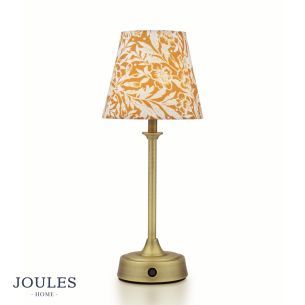 Joules Apsley Rechargeable Table Lamp Matt Antique Brass With Shade LED