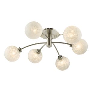 Avari 6 Light Semi Flush Satin Nickel Frosted Glass 