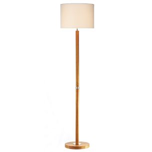 Avenue Floor Lamp Light Wood and Polished Chrome With Shade