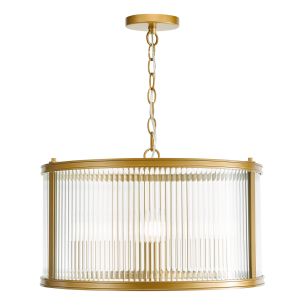 Bianka 3 Light Pendant Satin Bronze and Ribbed Glass