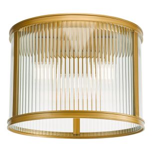 Bianka 3 Light Flush Satin Bronze and Ribbed Glass