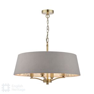 Birch 4 Light Shadelier Antique Brass and Taupe With Shade