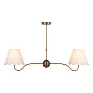Caliro 2 Light Bar Pendant Antique Bronze with Ivory scalloped shades
