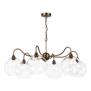 Caliro 6 Light Pendant Antique Bronze with Large Globe Glass Shades