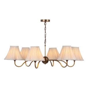 Caliro 6 Light Pendant Antique Bronze with Taupe Pleated Scallop Shades
