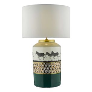Callie Table Lamp Green/Gold Zebra Motif Base Only
