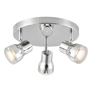 Clint 3 Light Bathroom Plate Spotlight Polished Chrome IP44
