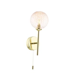 Cohen Wall Light Polished Gold With Amber Hammered Glass